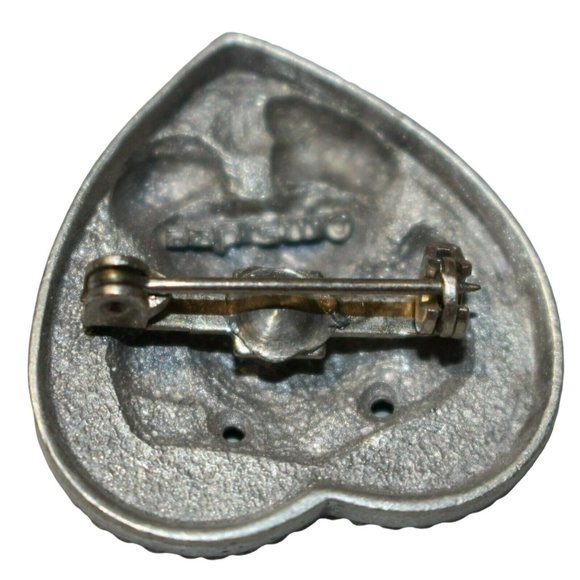 Vintage Puppy Dog Heart Shaped Brooch & Bow Earrings Signed MS Dee Puppy Dog - Picture 3 of 5